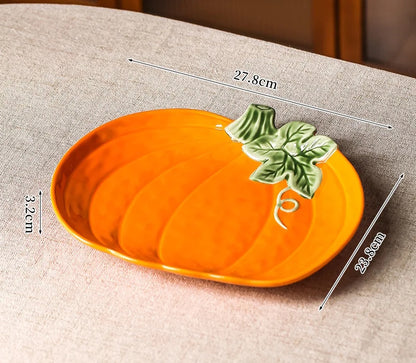 Enchanted Pumpkin Large Plate Ceramic Tableware Dish Size Measurements