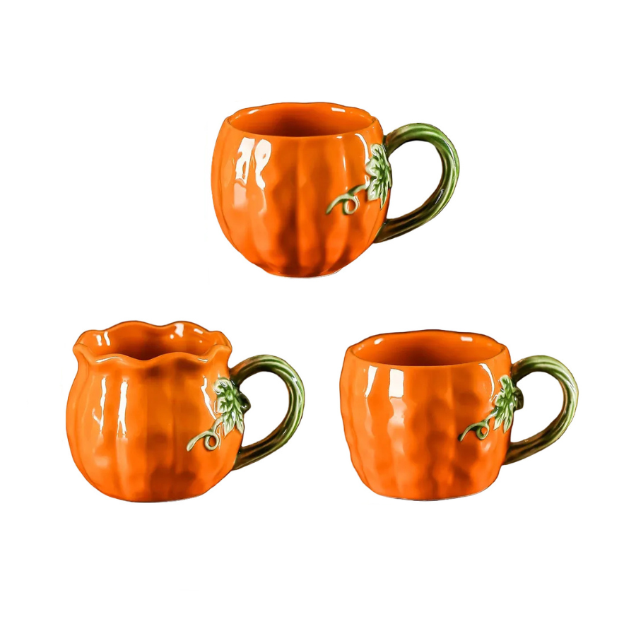 Enchanted Pumpkin Shaped Ceramic Mugs