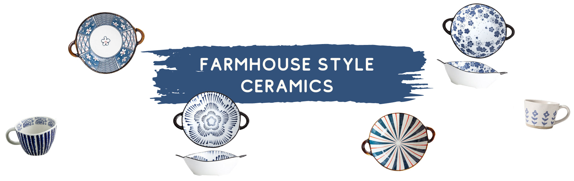 Farmhouse Style Blue and White Aesthetic Ceramics With White China Porcelain From Terra Powders Home Goods 