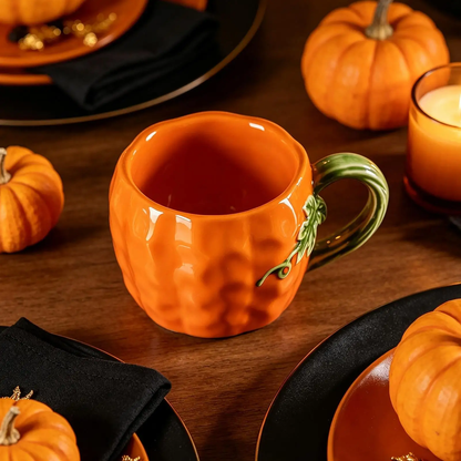 Enchanted Pumpkin Shaped Ceramic Mugs