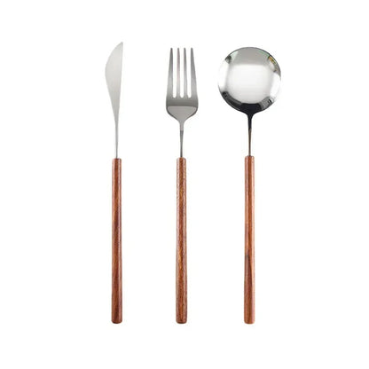 Ferme Stainless Steel Flatware 3 Piece Set With Rosewood Handles