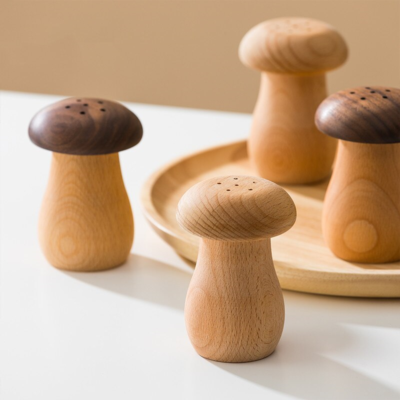 Real Wood Mushrooms Toothpick Shaker Tabletop Decor