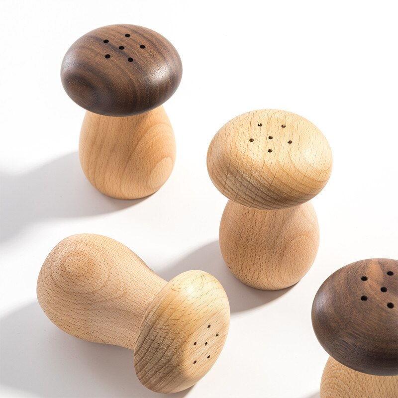 Forest Mushroom Shape Toothpick Shakers Light And Dark Topped Toothpick Holders Made Of Wood