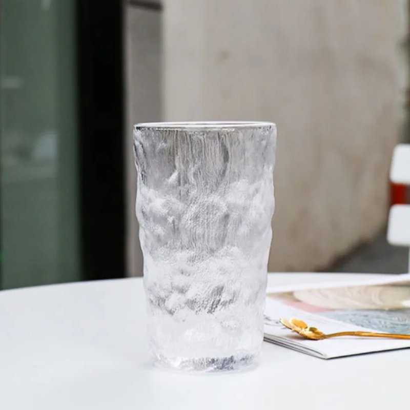 Icy Style Glass For Drinking Frosted Ice 12oz Cup With Glacier Design