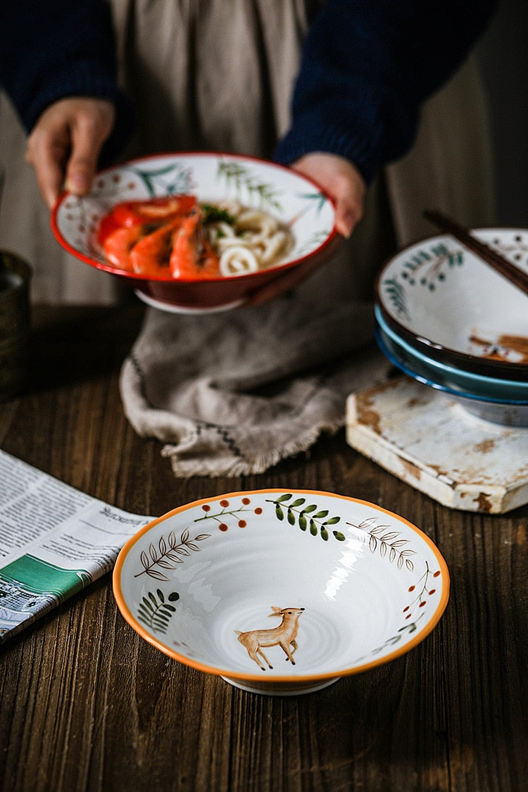 Set The Table And Serve Recipes In Bavarian Woodland Animal Ceramic Bowls With Cute Handpainted Animals And Forest Accents