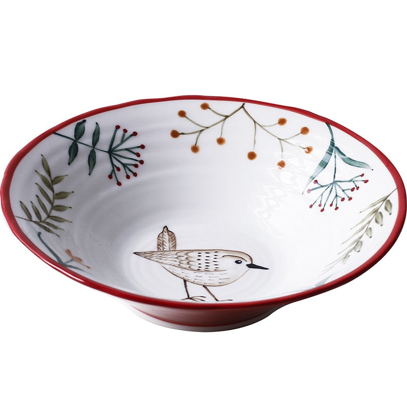 Bavarian Woodland Animals Hand Painted Bird Ceramic Bowl