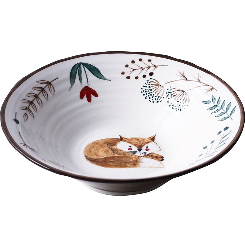 Bavarian Woodland Animals Hand Painted Fox Ceramic Bowl