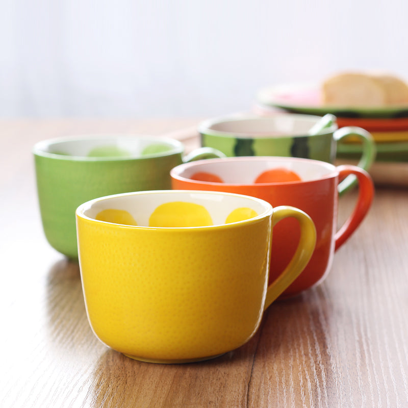 Colorful Ceramic Mugs For Summer Drinks Lemon Orange Lime And Watermelon Cups