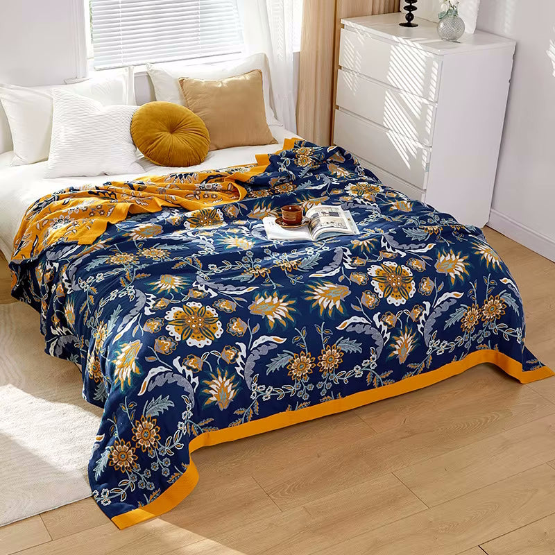Harvestella 2 Regal Floral Cotton Bedding Reversible Quilt Coverlet