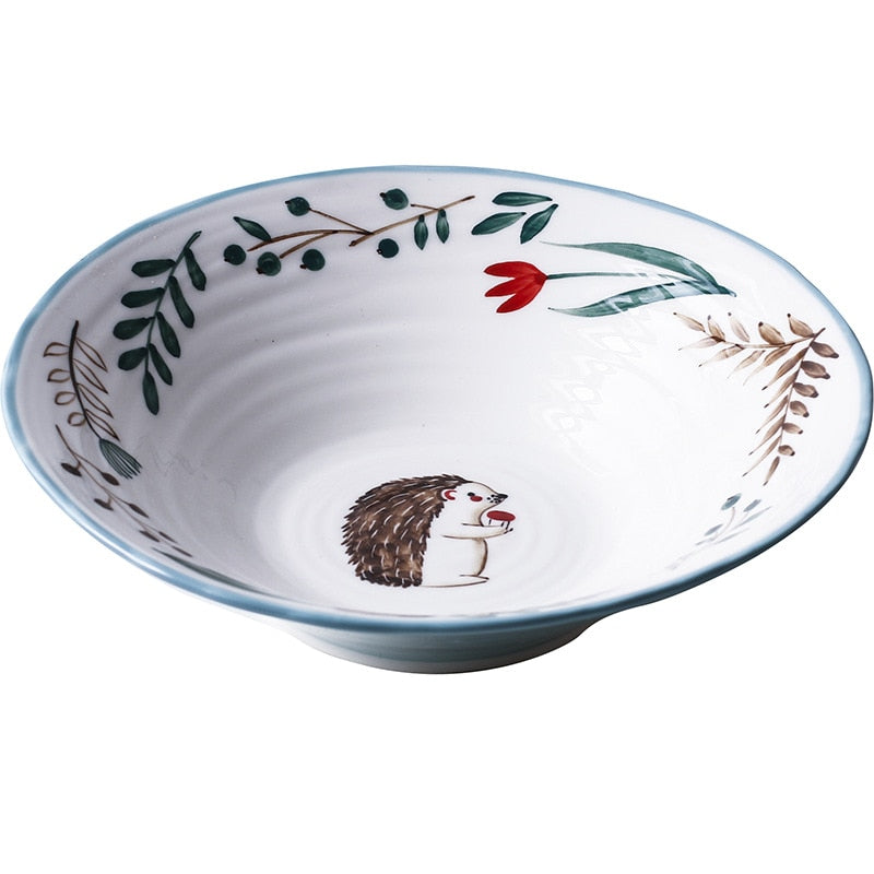 Bavarian Woodland Animals Hand Painted Hedgehog Ceramic Bowl