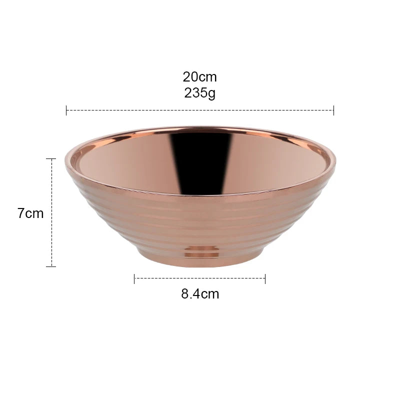 Glam Stainless Steel Insulated Colorful Rose Gold Large Noodle Bowl