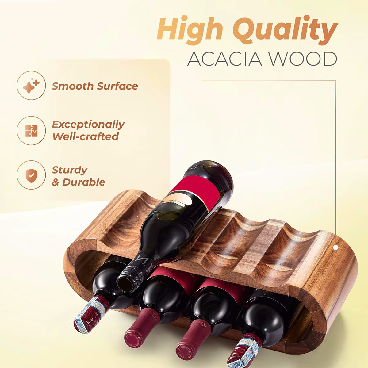 High Quality Acacia Wood Wine Rack