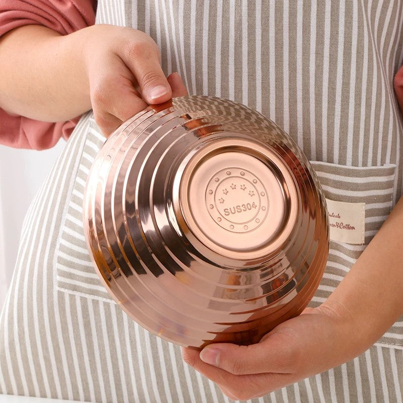 Quality Dish Made Of 304 Stainless Steel Double Wall Insulated Metal Bowl In Pretty Rose Gold