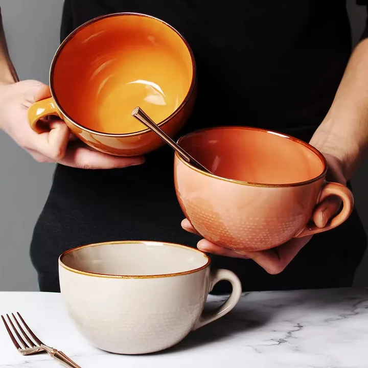Holding Large Mugs Morning Perk Oversized Ceramic Cups In Multiple Color Varieties