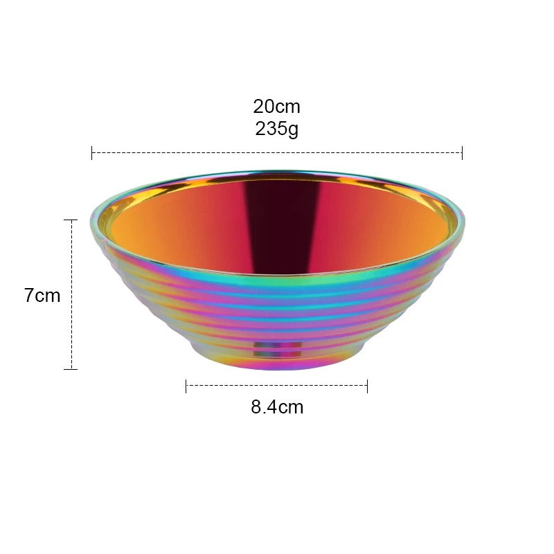 Glam Stainless Steel Insulated Colorful Iridescent Large Noodle Bowl