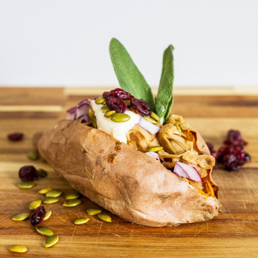 Jackfruit Stuffed Baked Potato With Organic Jackfruit Shredded And Lightly Seasoned Upton's Naturals Recipe