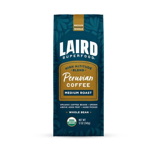 Laird Superfood Medium Roast Organic Peruvian Coffee Whole Bean 12oz