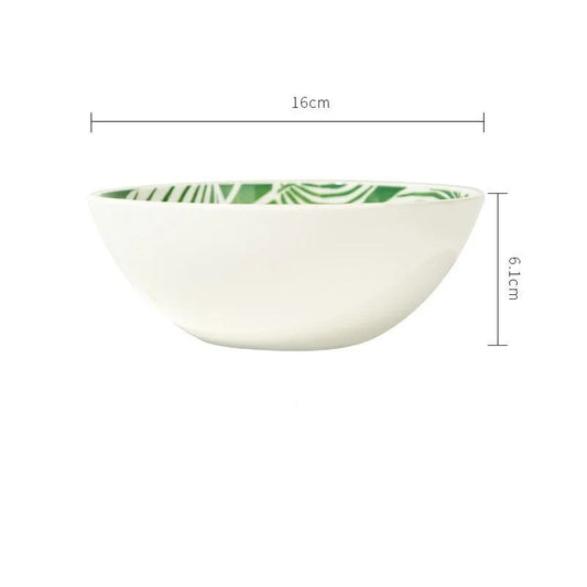 Leafy Green Ceramic Tableware 6.25 Inch Bowl A