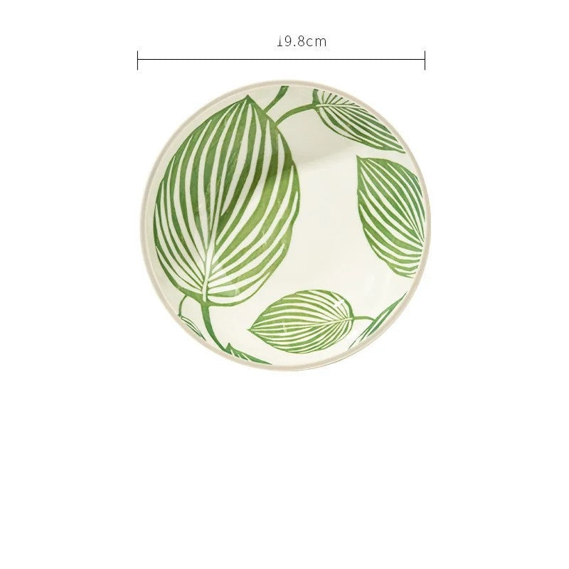 Leafy Green Ceramic Tableware 8 Inch Plate A