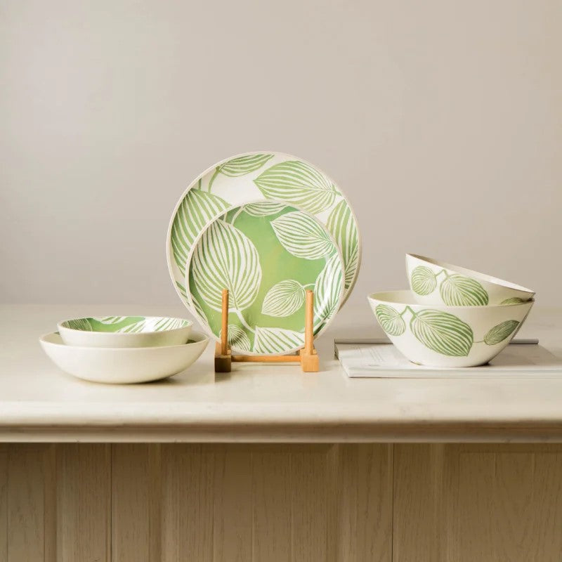 Tropical Leaf Dishes Ceramic Tableware Plates And Bowls With Leafy Green Patterns
