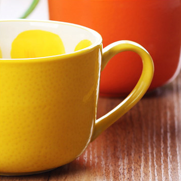 Summer Citrus Ceramic Mug Up Close Lemon Texture And Color