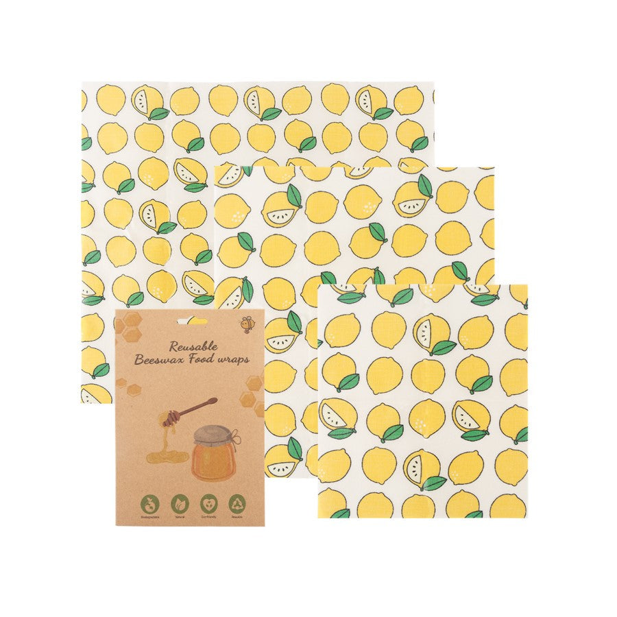 Beeswax Wrap Assorted Size 3 Pack Lemony Fresh Print