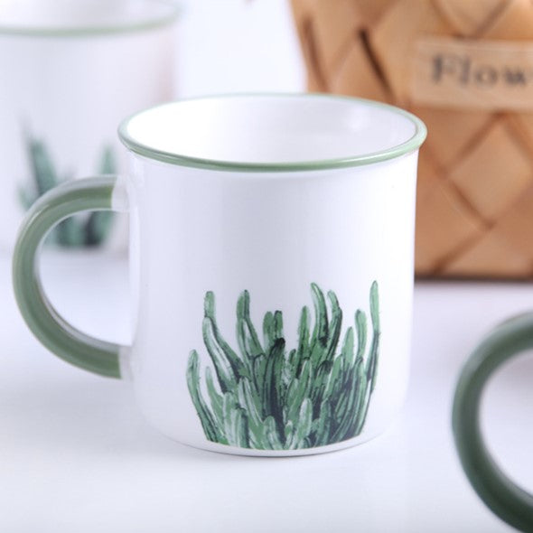 Watercolor Style Organ Pipe Cactus Ceramic Mug Painted Plants On Cups