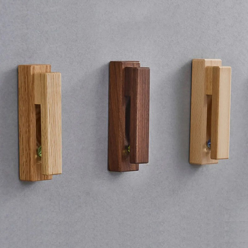 Light And Dark Wood Towel Holders On Wall Easy Mount Means No Nails Or Holes In The Wall Adhesive Tape Holds Wooden Towel Hooks In Place