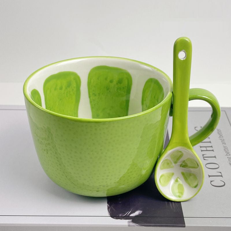 Summer Fruit Style Lime Mug And Matching Spoon Set