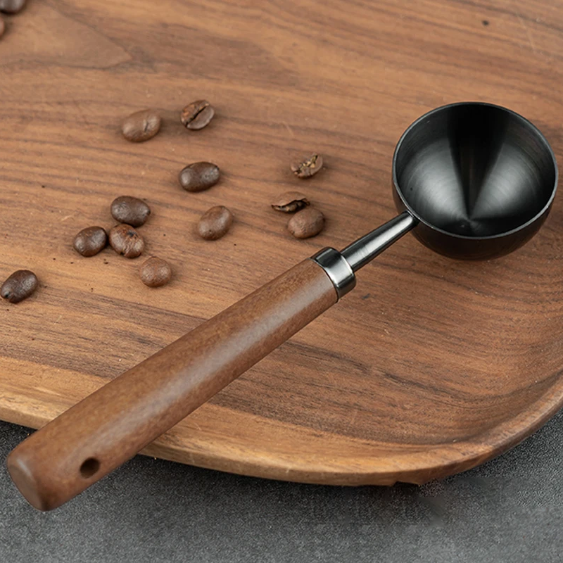 Luxury Barista Walnut Wood And Stainless Steel Long Handle Coffee Scoop