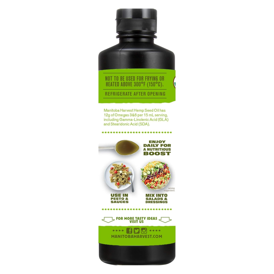 Organic Manitoba Harvest Unrefined Cold Pressed Hemp Seed Oil With 12 Grams Of Omegas
