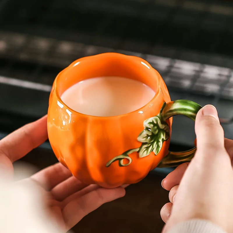 Enchanted Pumpkin Shaped Ceramic Mugs
