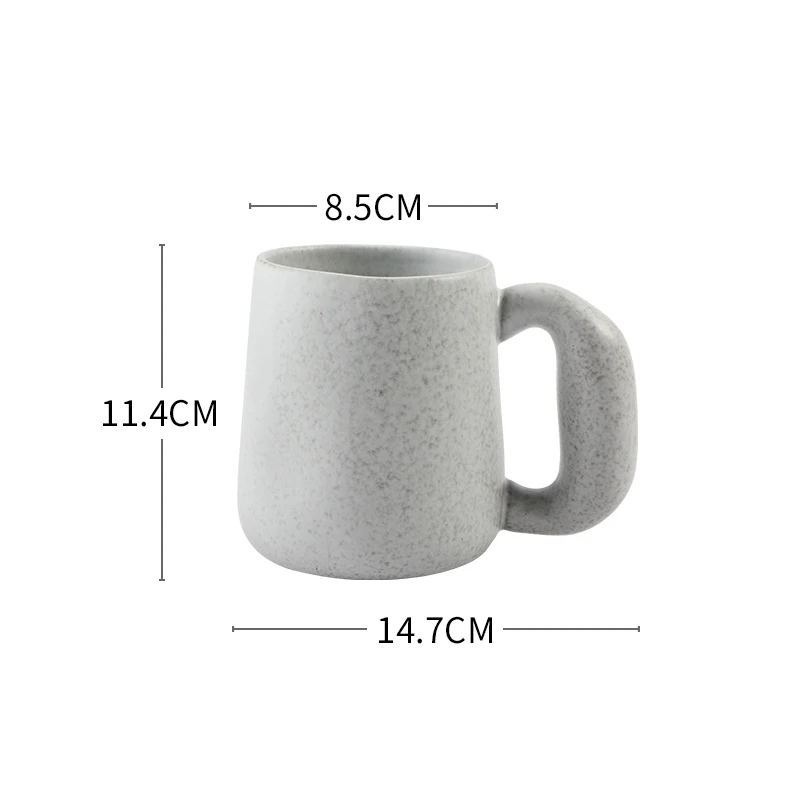 Morning Mist Organic Retro Style Deep Ceramic Mug With Chunky Handle Size Measurements