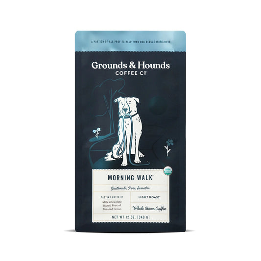 Grounds & Hounds Coffee Co. Morning Walk Organic Light Roast Whole Bean 12oz