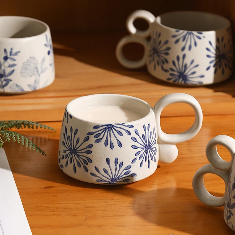 Nature In Blue Ceramic Mugs With Loop Handles – Terra Powders