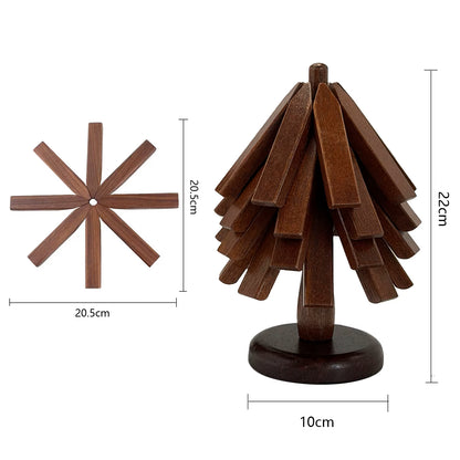 Wood Collapsible Hot Pad Trivet Tree