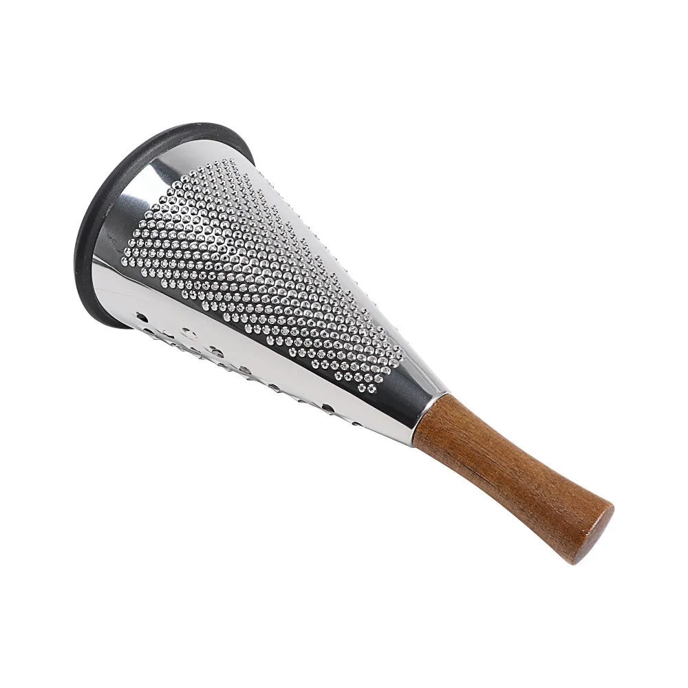 Non Slip Base Stainless Steel Metal Grater With Wood Handle