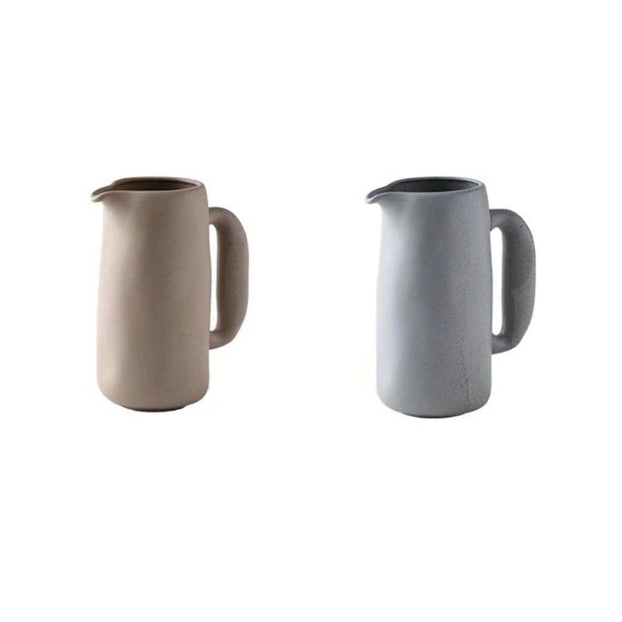 Organic Retro Style Ceramic Pitchers With Chunky Handles