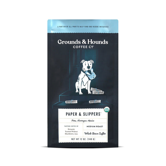 Grounds & Hounds Coffee Co. Paper & Slippers Organic Medium Roast Whole Bean 12oz