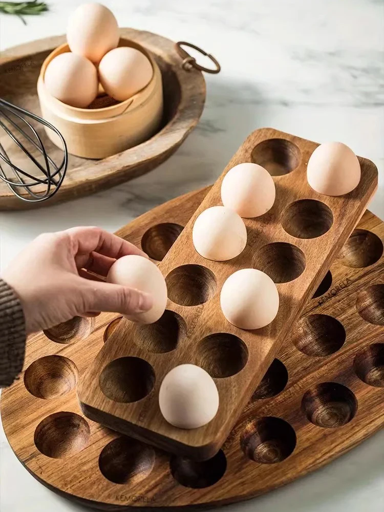 Using The Farmhouse Style Wooden Egg Holder Trays Made Of Acacia Wood Perfect For Fresh Chicken Egg Storage Farmstead Decor And Farmhouse Tablescapes