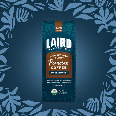 Peruvian Coffee Dark Roast Surfer Laird Superfood Ground Coffee