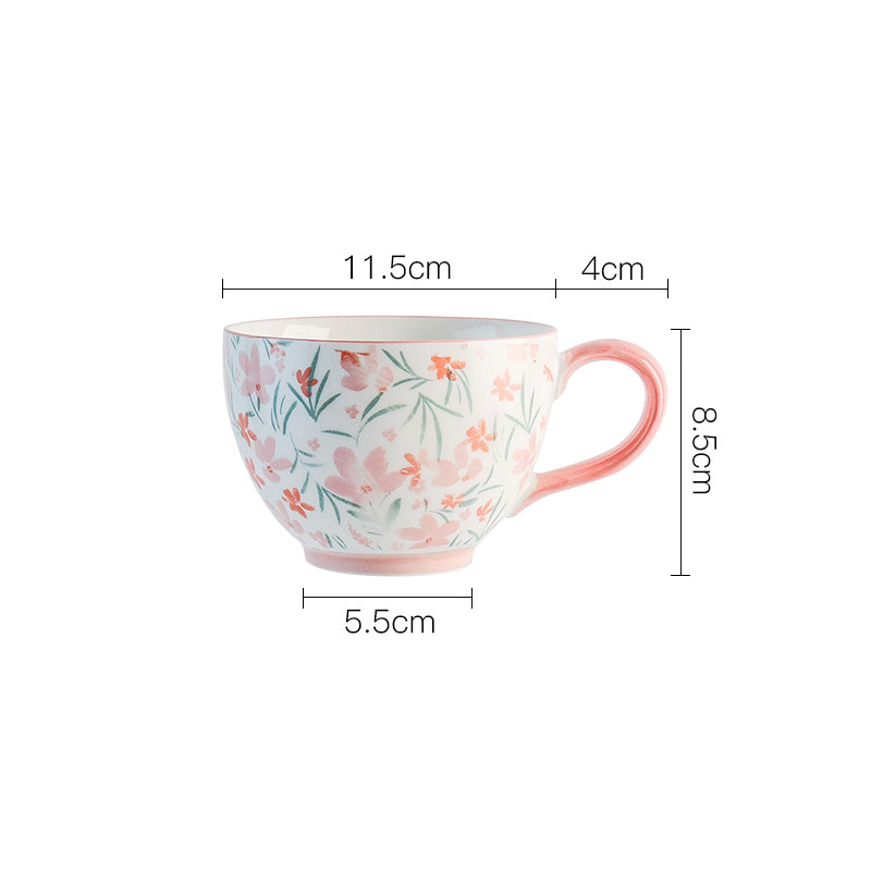 Dawn Retro Style Ceramic Cereal Mug Petals Floral Pattern Size Measurements