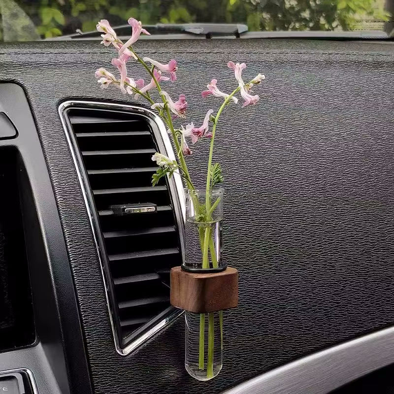 Auto Vase Wood & Glass Tube Car Bud Vases With Vent Clip – Terra Powders