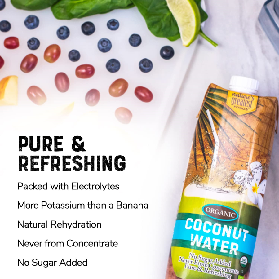 Pure And Refreshing Packed With Electrolytes More Potassium Than A Banana Natural Rehydration Never From Concentrate No Sugar Added Coconut Water Natures Greatest Foods Drink