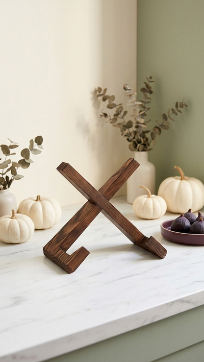 Real Wood Cookbook Holder Functional Fall Decor Wooden Stand For Holding Tablet And Making Autumn Recipes