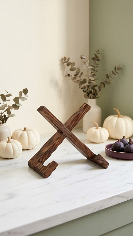 Real Wood Cookbook Holder Functional Fall Decor Wooden Stand For Holding Tablet And Making Autumn Recipes