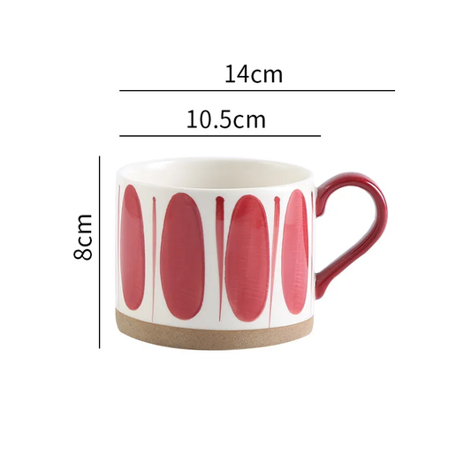 Red Pools Grounded Art Ceramic Mug With Exposed Base Cup Size Measurements
