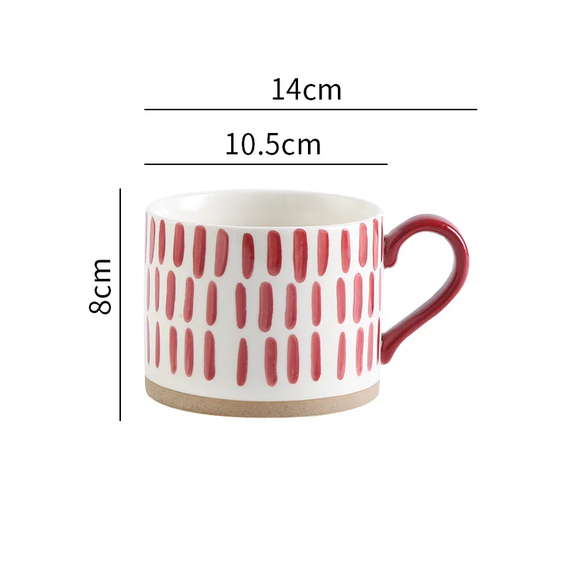 Red Seeds Grounded Art Ceramic Mug With Exposed Base Cup Size Measurements