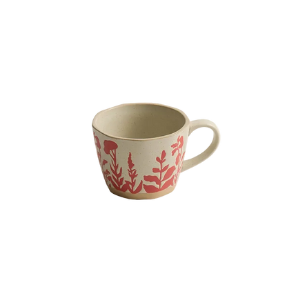 Red Garden Impressions Ceramic Mug With Exposed Base