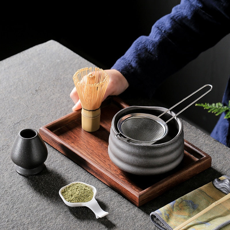 Making Traditional Matcha Using Luxury Tools Ceramic Pottery And Real Bamboo